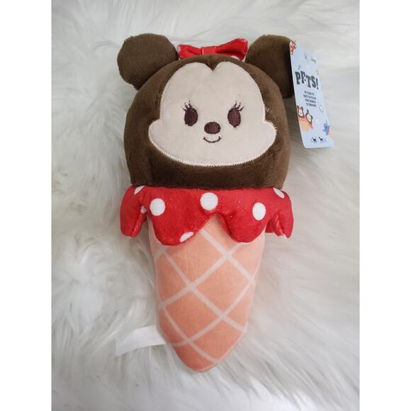 RARE‎ MINISO - DOG TOY SQUEAKER PLUSH - MINNIE MOUSE ICE CREAM - Picture 1 of 4